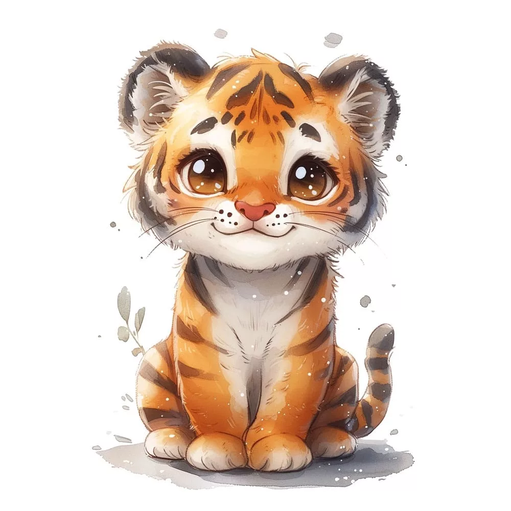 Dibujo de un adorable cachorrito de tigre