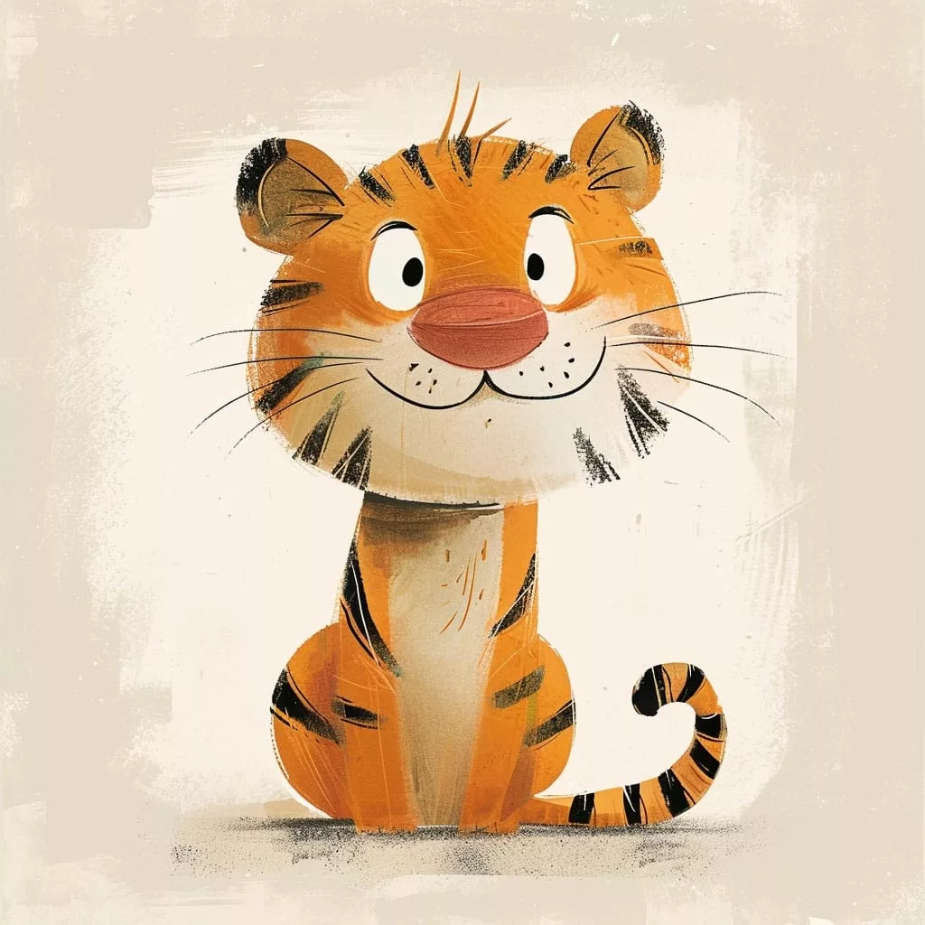 Dibujo infantil de un simpático tigre