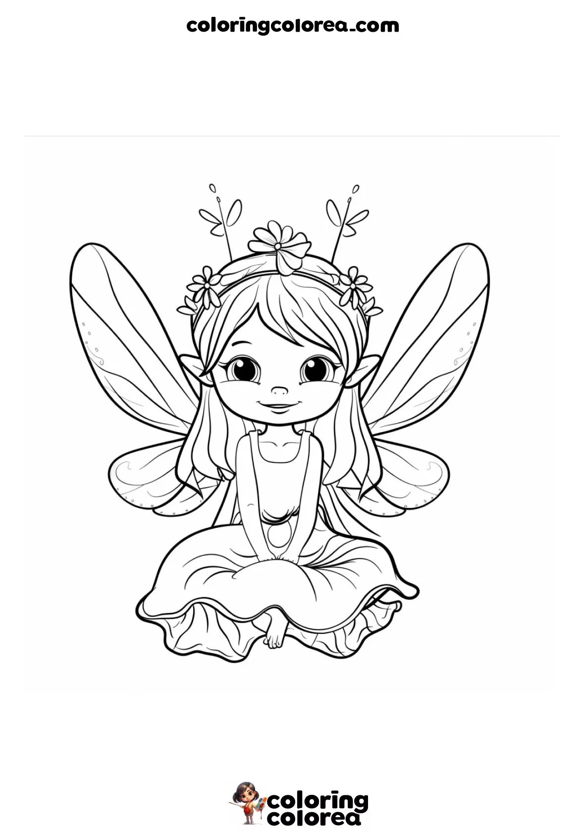 Dibujo para colorear de un hada de los bosques
