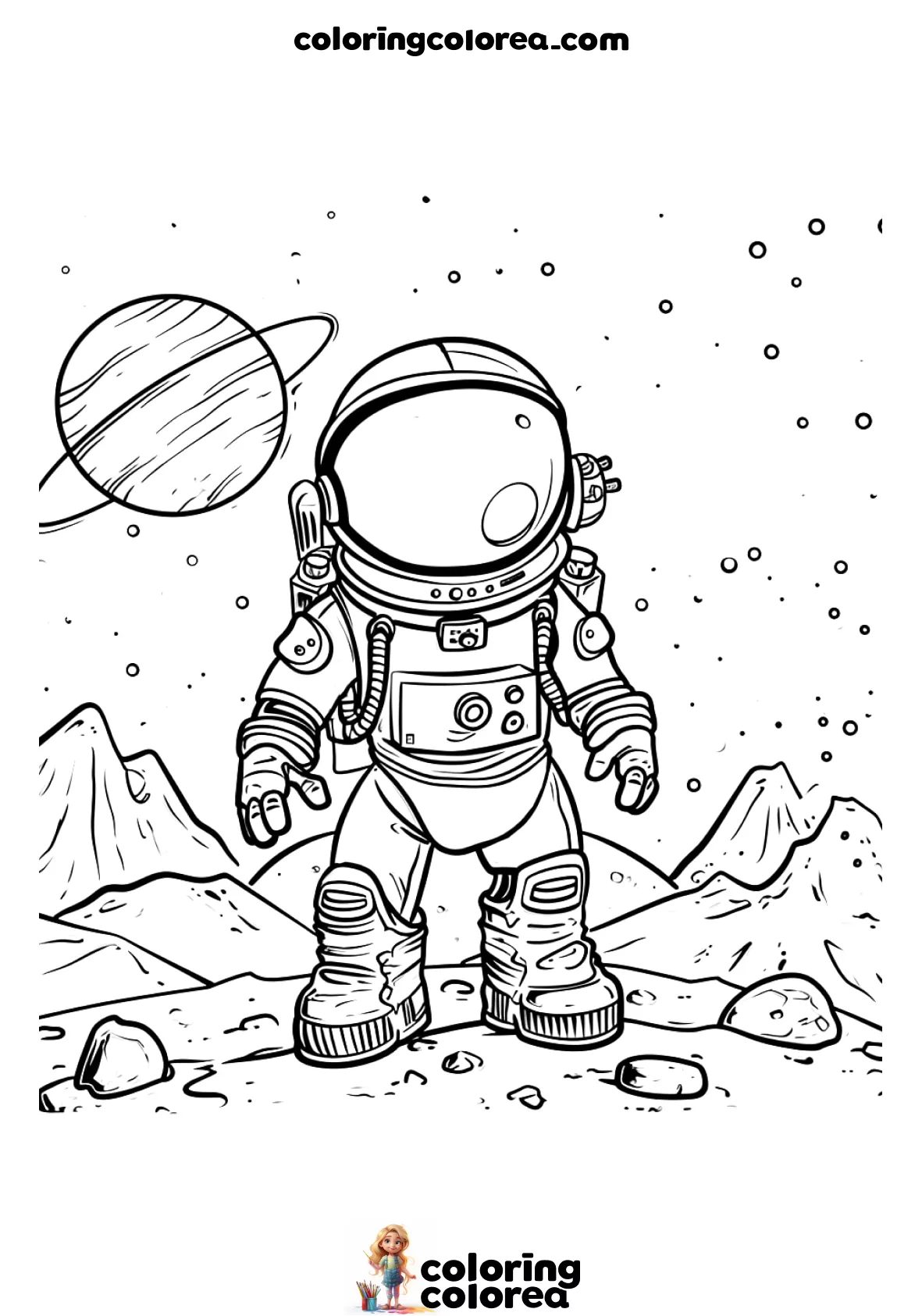 Dibujo para colorear gratis de un astronauta