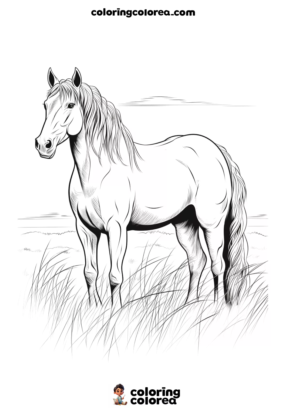 Dibujo para colorear gratis de un caballo