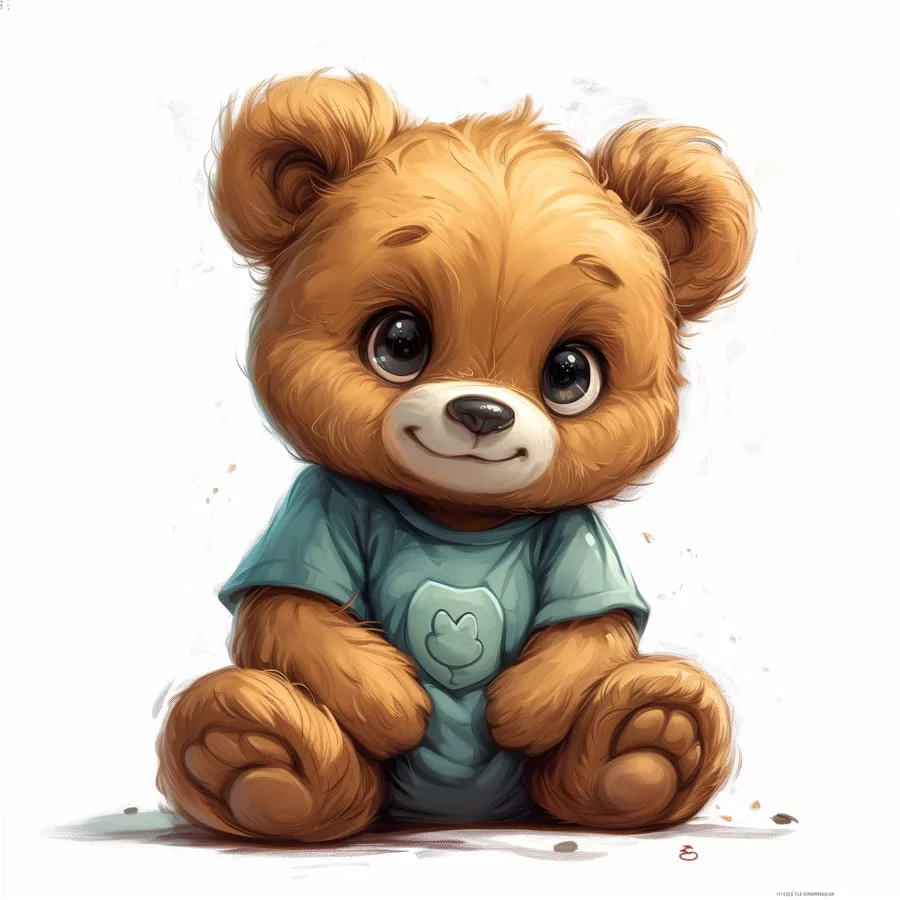 Ilustración de un osito de peluche con una camiseta de color azul