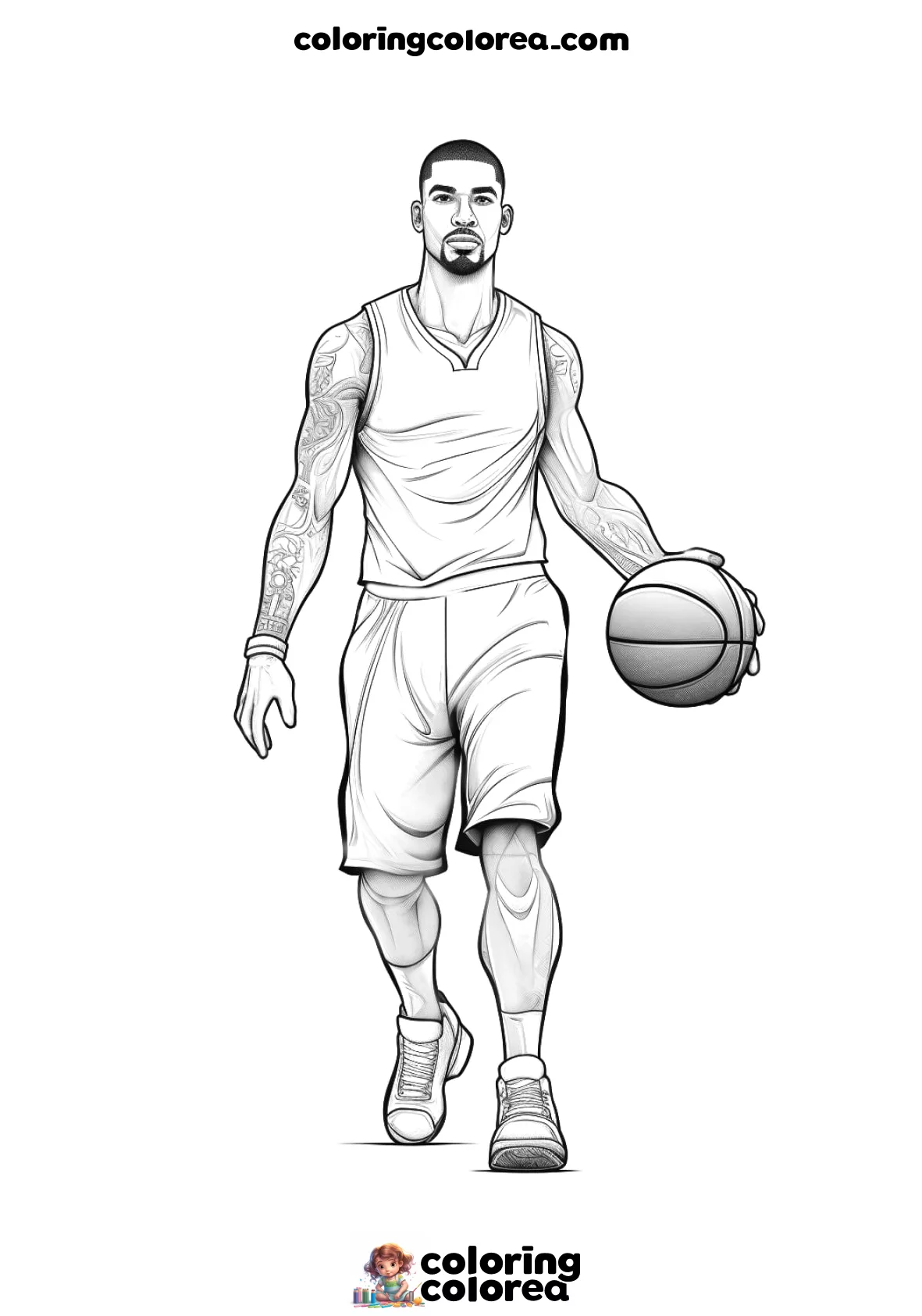 Dibujo para colorear de un jugador de baloncesto de la NBA