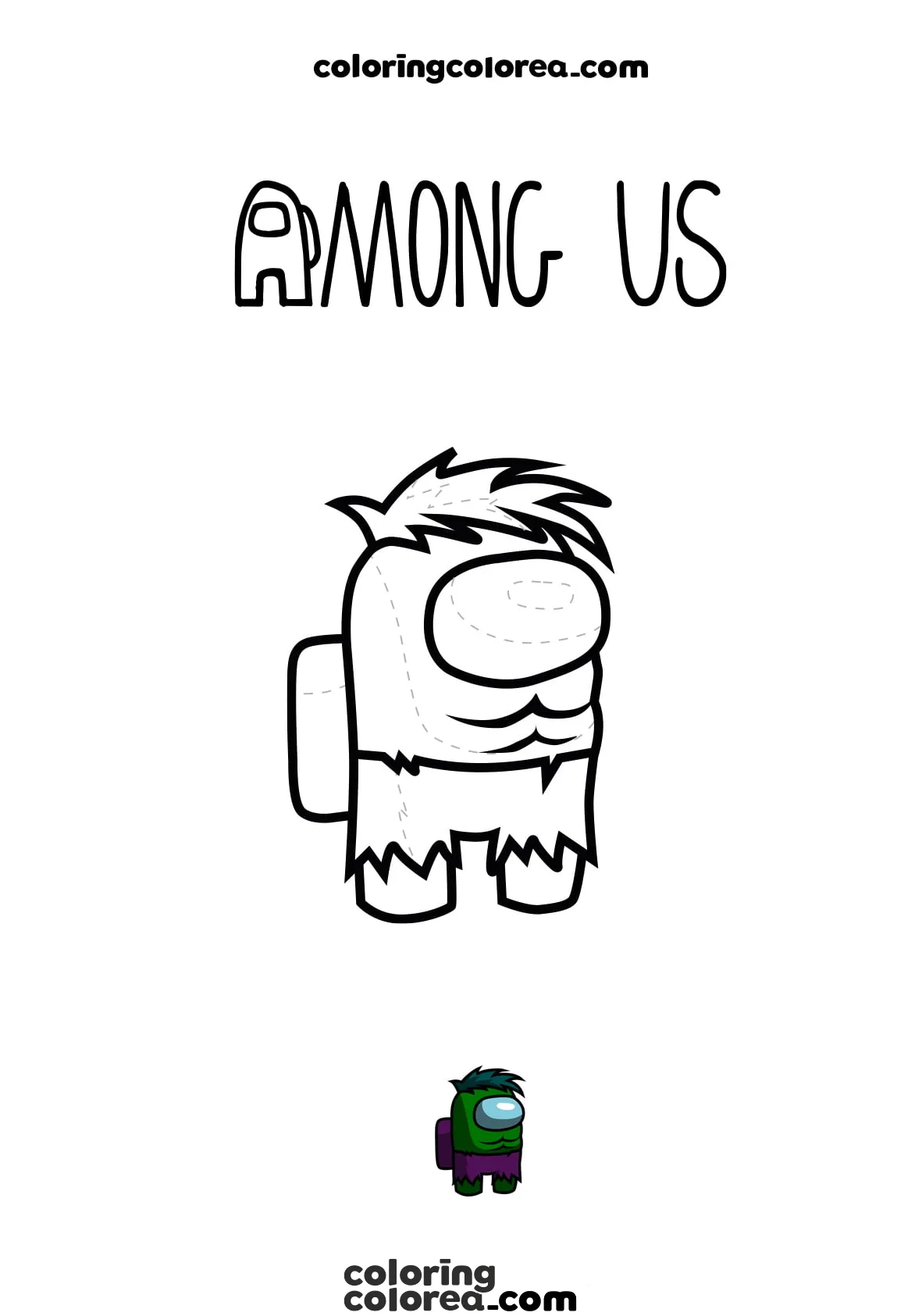 Colorear dibujo Among Us Hulk
