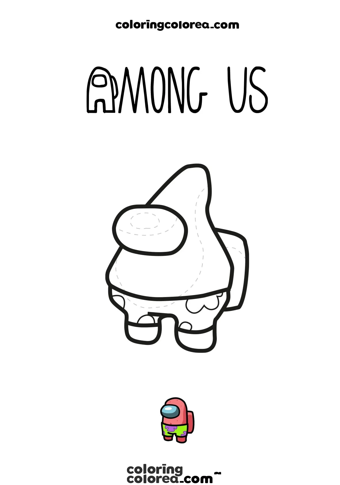 Dibujo para colorear de Among Us Patricio Bob Esponja