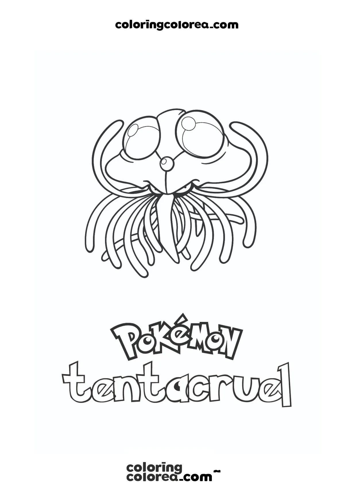 Colorear tentacruel, pokemon tipo medusa de agua, veneno