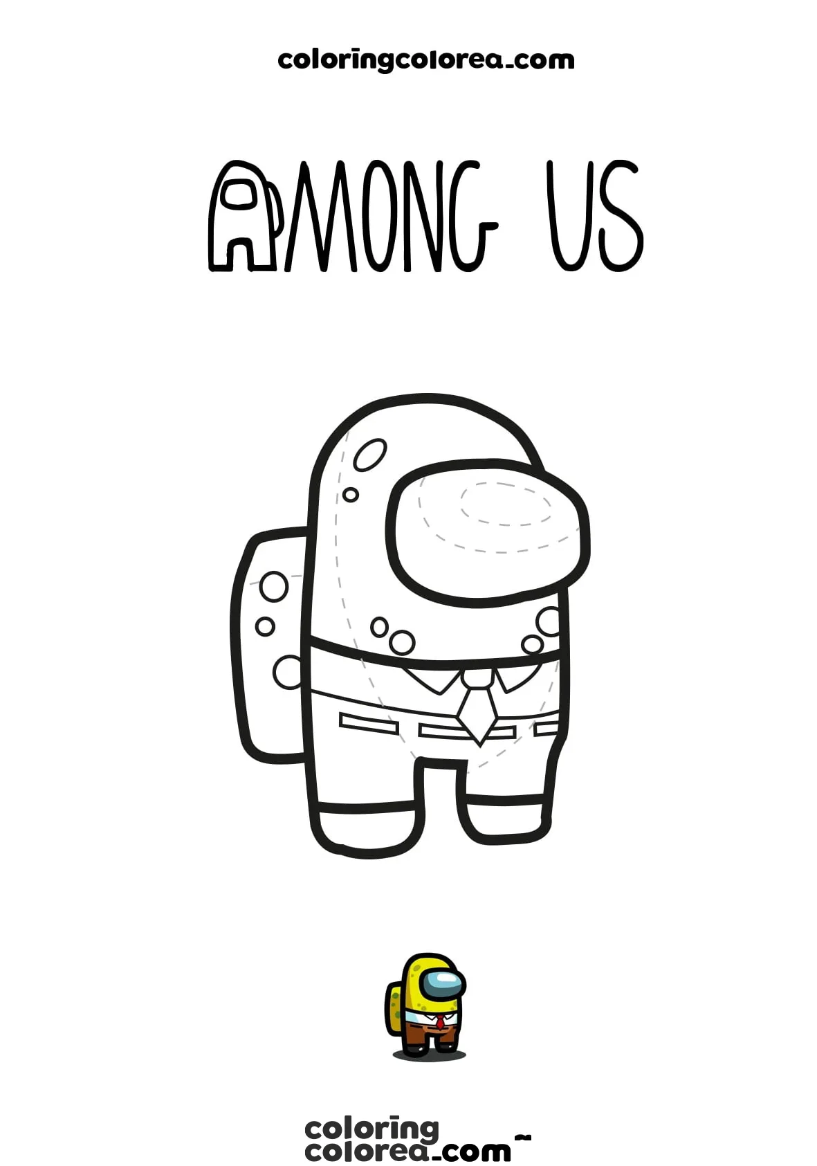 Dibujo para colorear de Among Us Bob Esponja