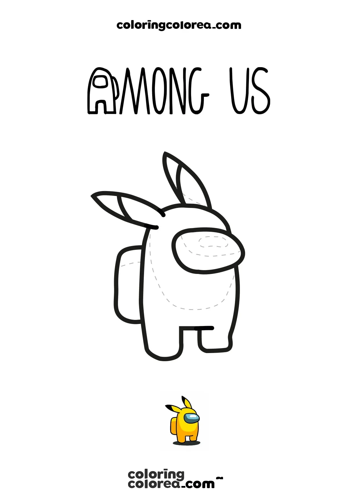 Colorear gratis dibujo de Among us Pikachu