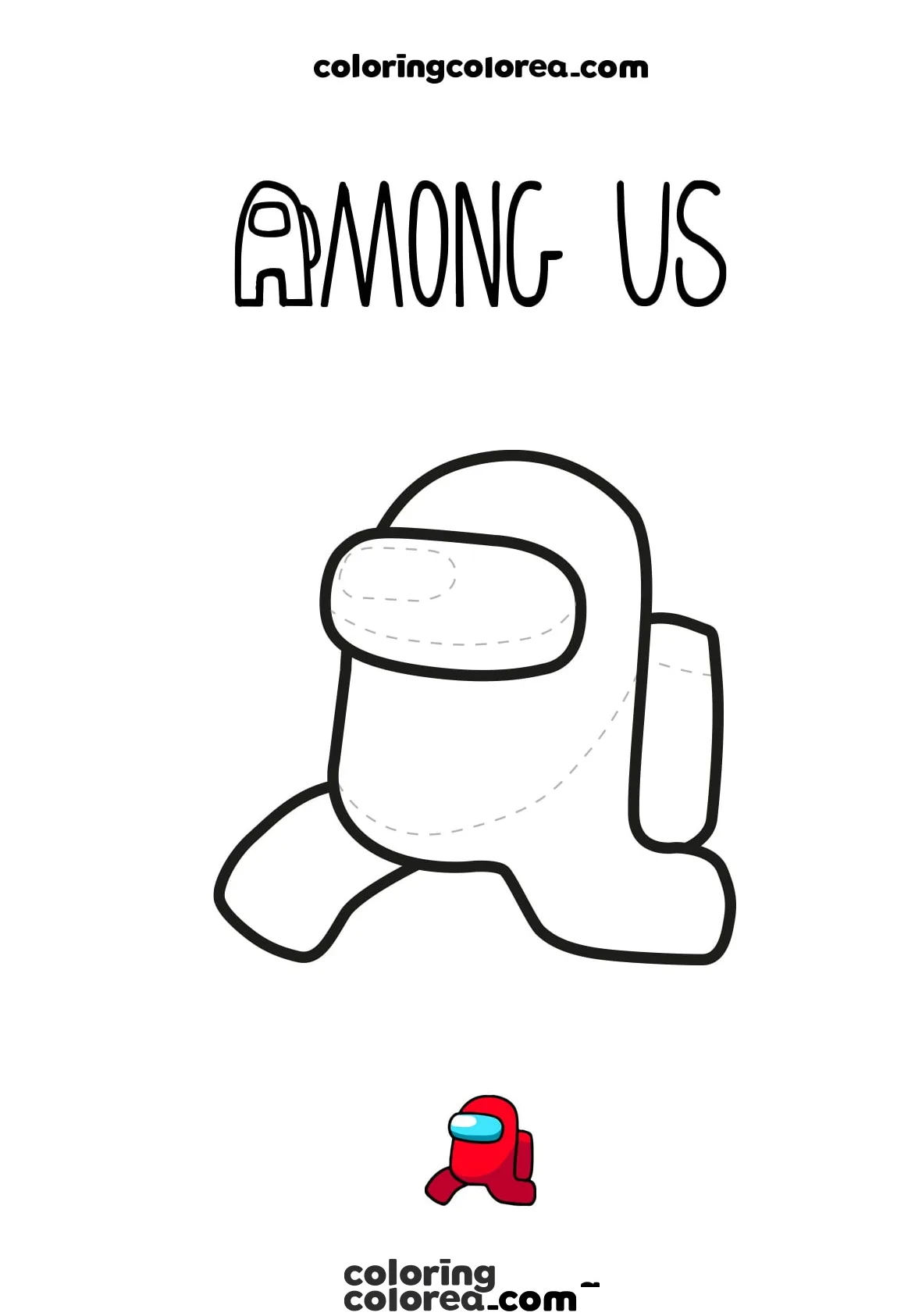 Dibujo para colorear de una figura among us corriendo