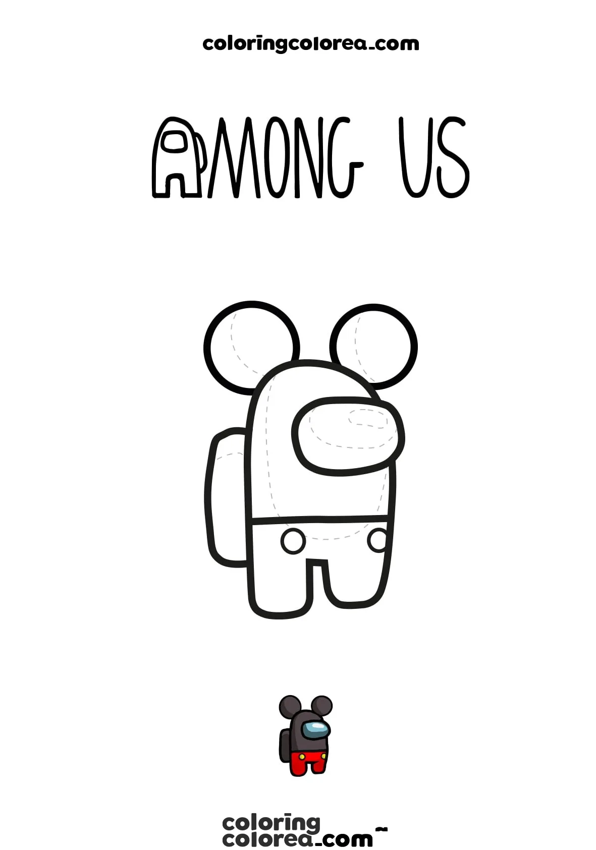 Dibujo para colorear de un Among us Mickey Mouse