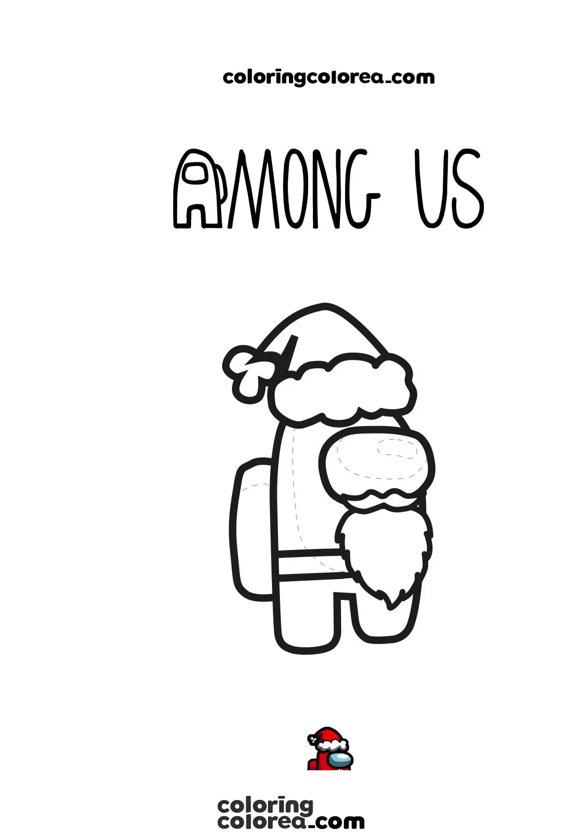 Colorear dibujo de among us de Navidad, Papá Noel