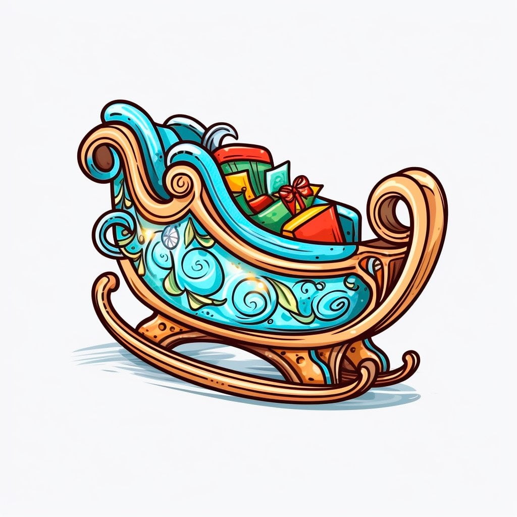 Dibujo iconográfico del trineo de Papá Noel