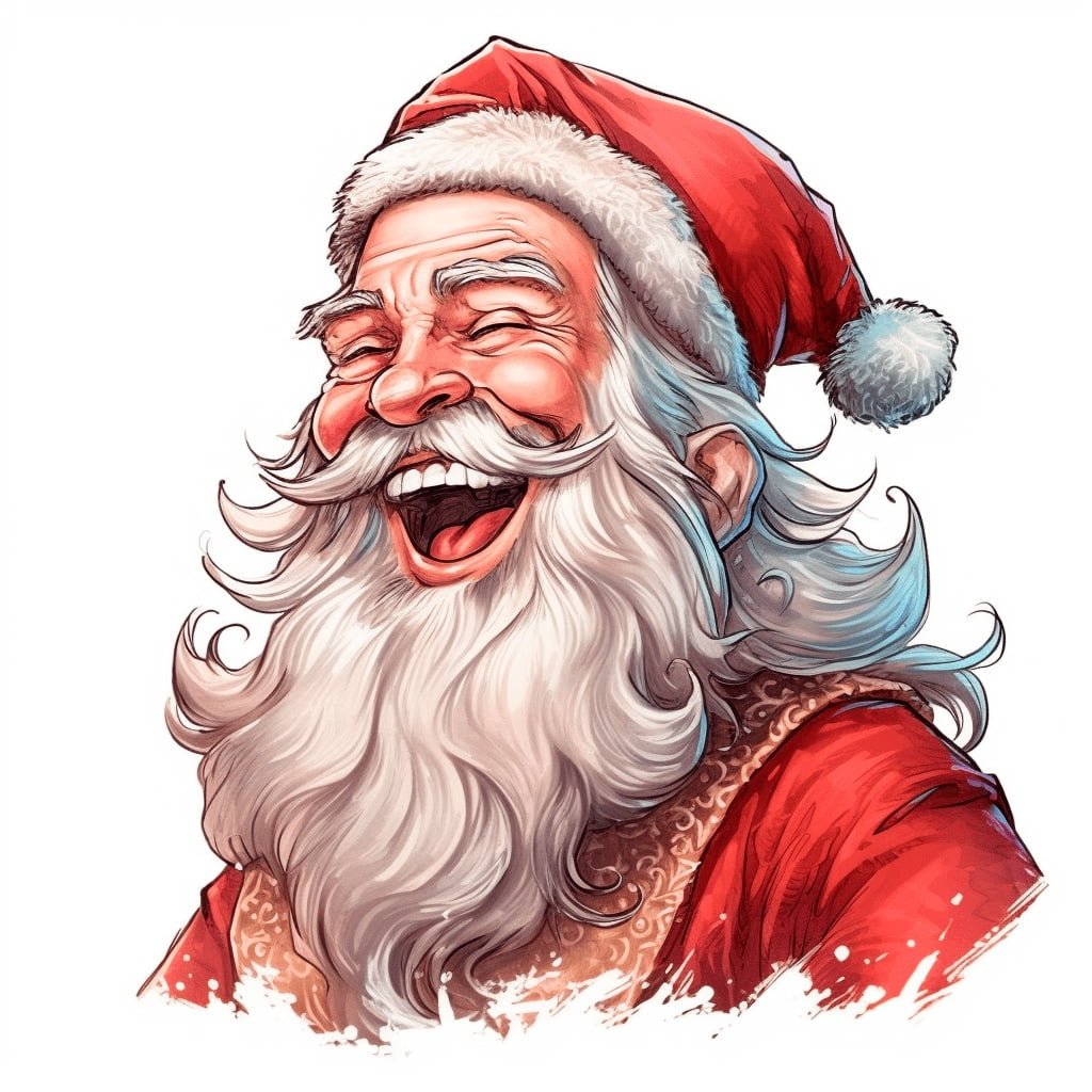 Retrato de Papá Noel con su clásica risa Ho, Ho, Ho!