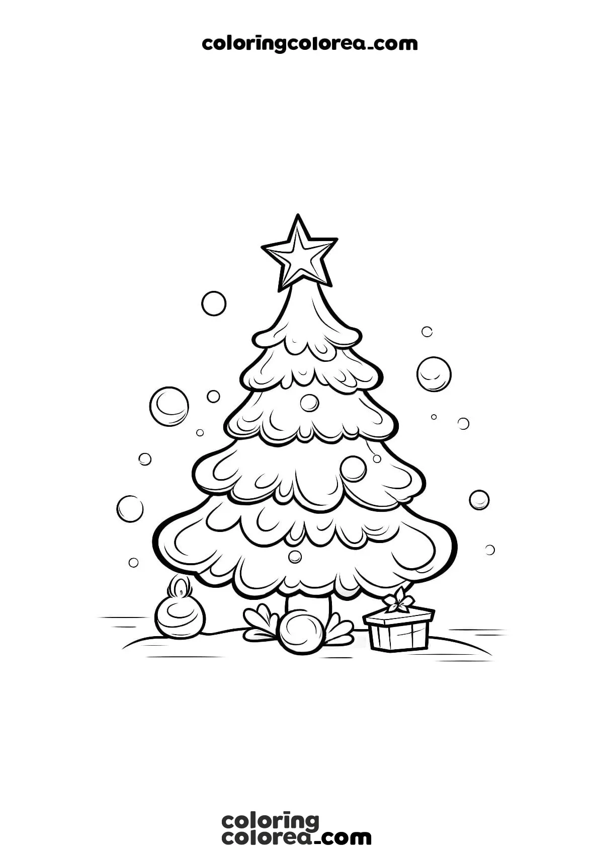 Dibujo para colorear gratis un árbol de Navidad