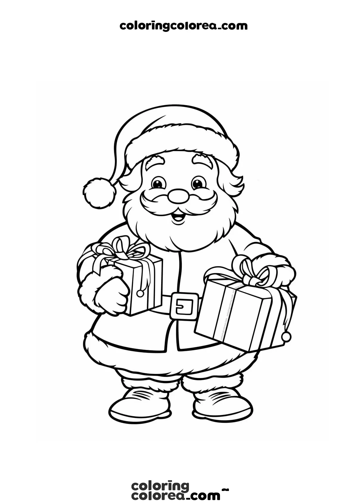 Colorear dibujo de Papá Noel repartiendo regalos
