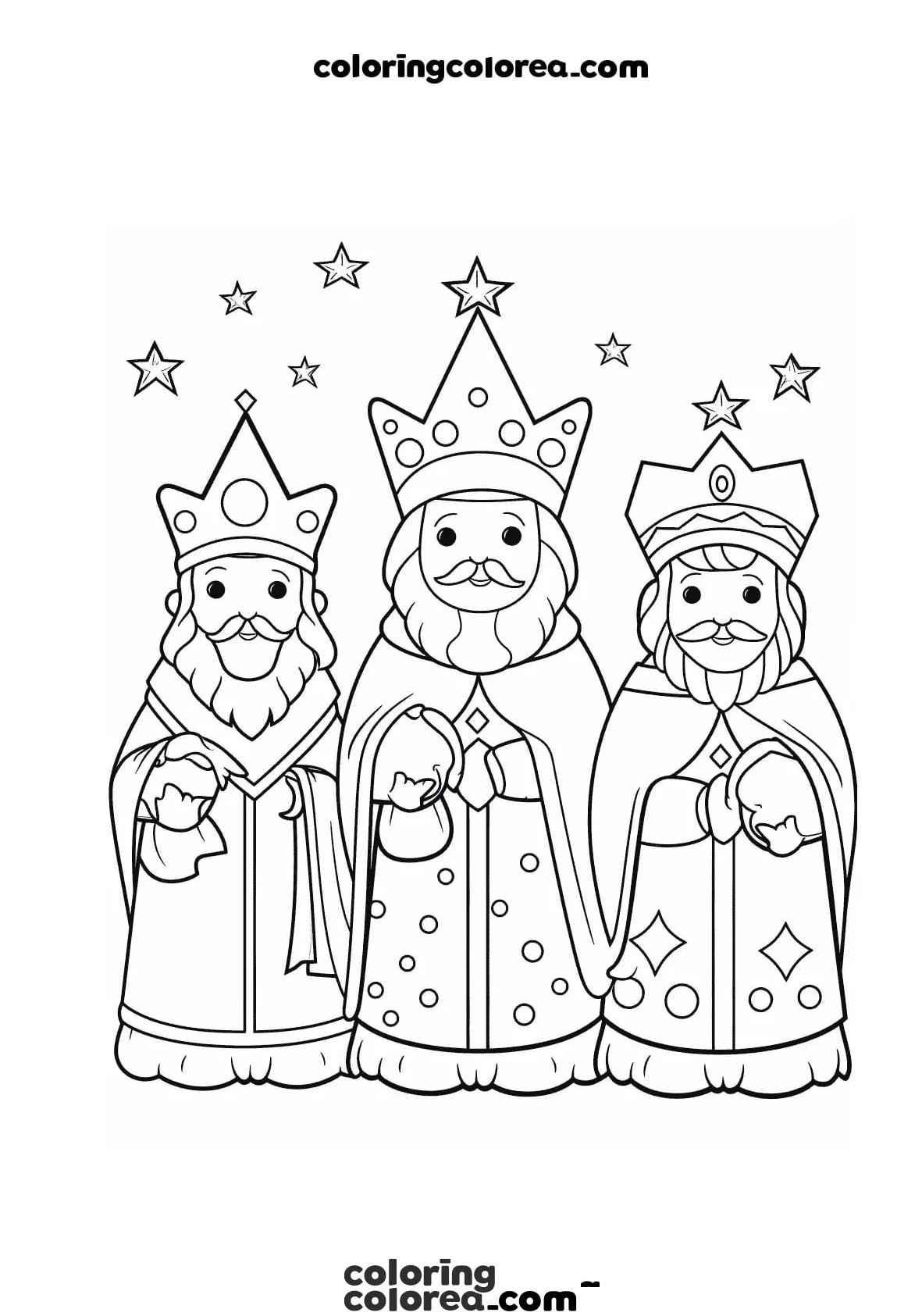 Dibujo para colorear de los tres reyes magos