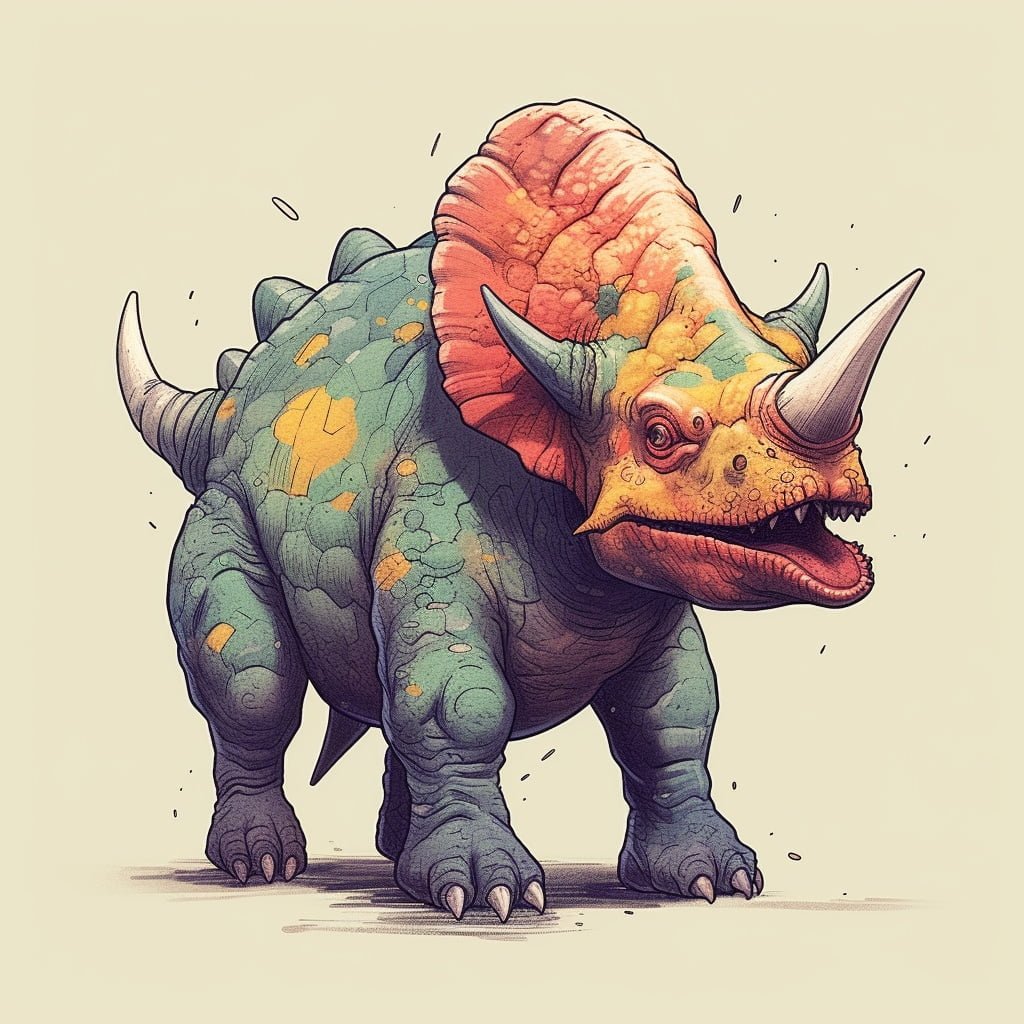 Ilustración de un dinosaurio triceratops