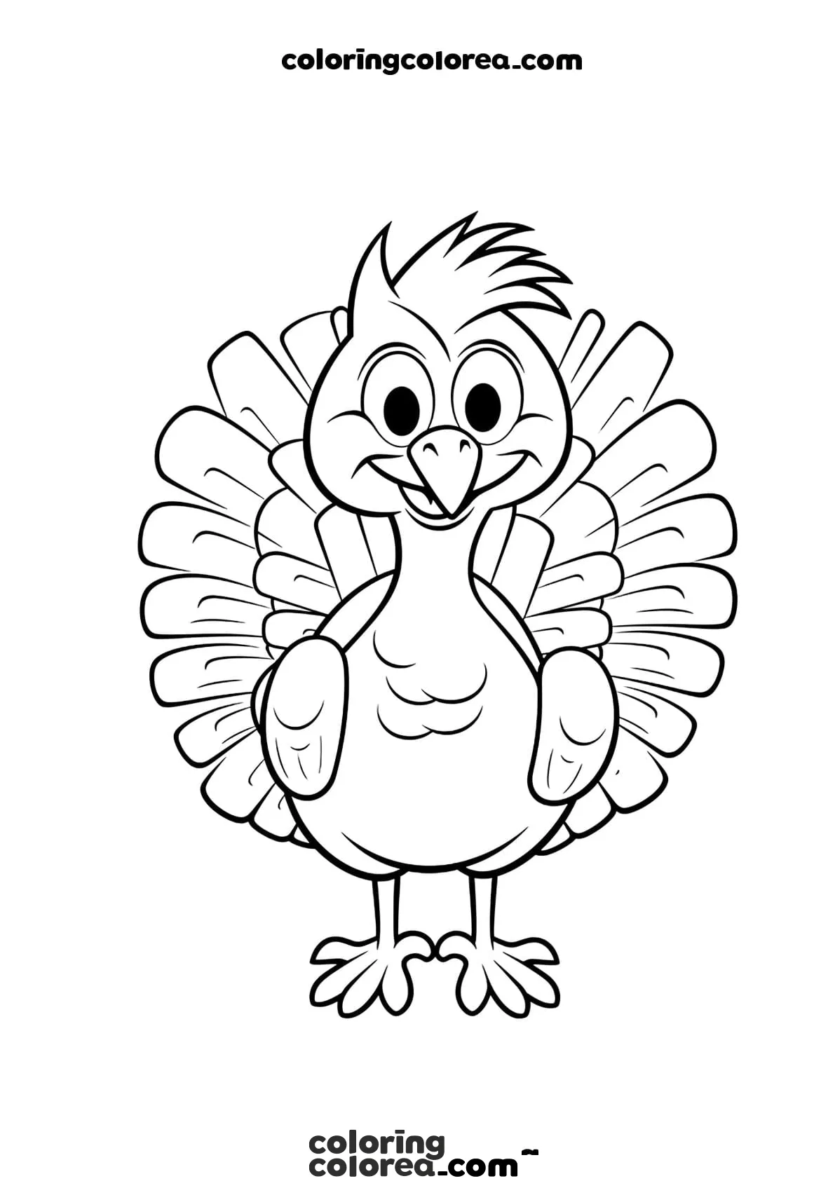 Dibujo para colorear de un simpático pavo