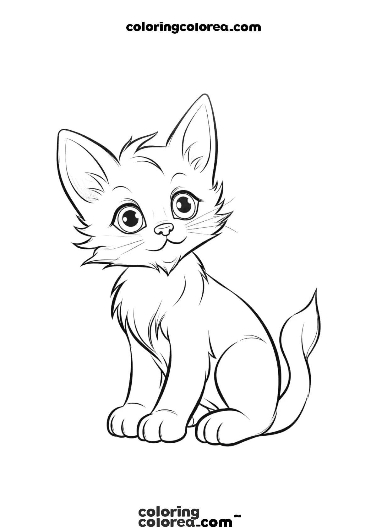 Dibujo para colorear de cachorro de gato travieso