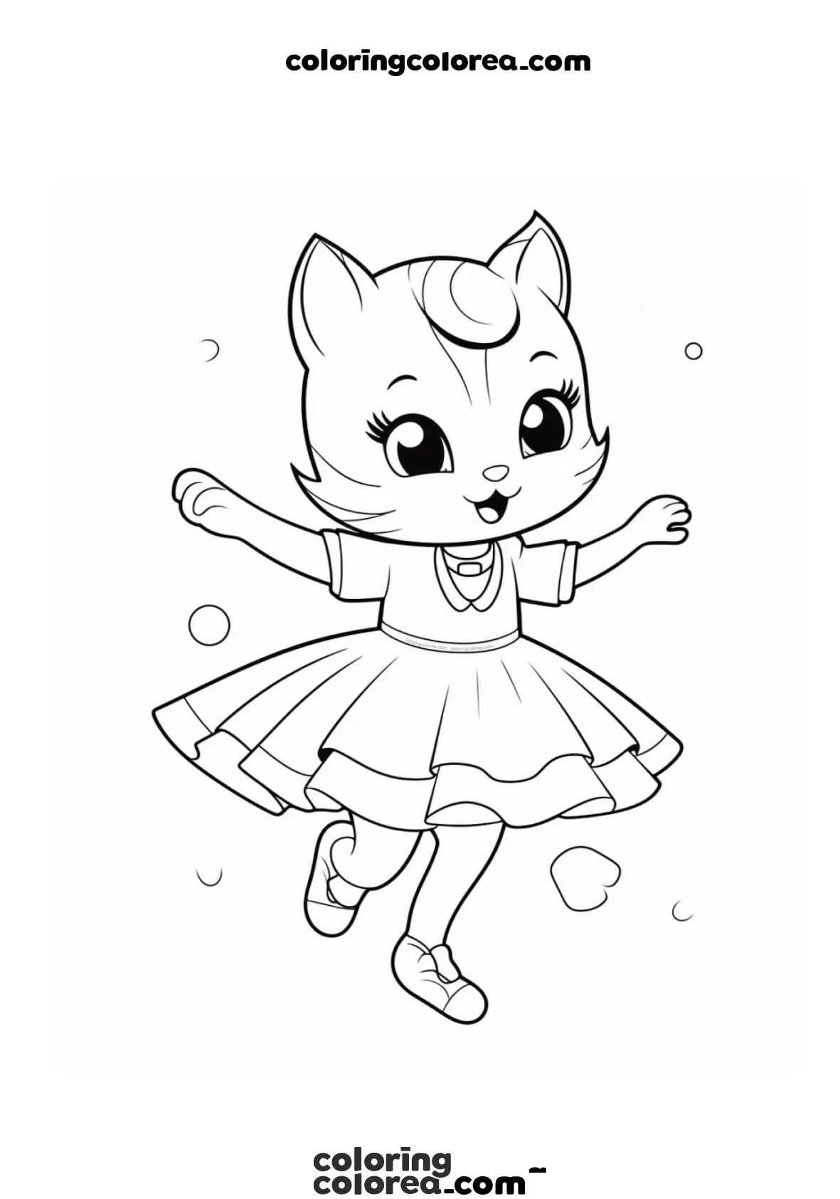 Dibujo para colorear de una gatita vestida con un maillot de ballet
