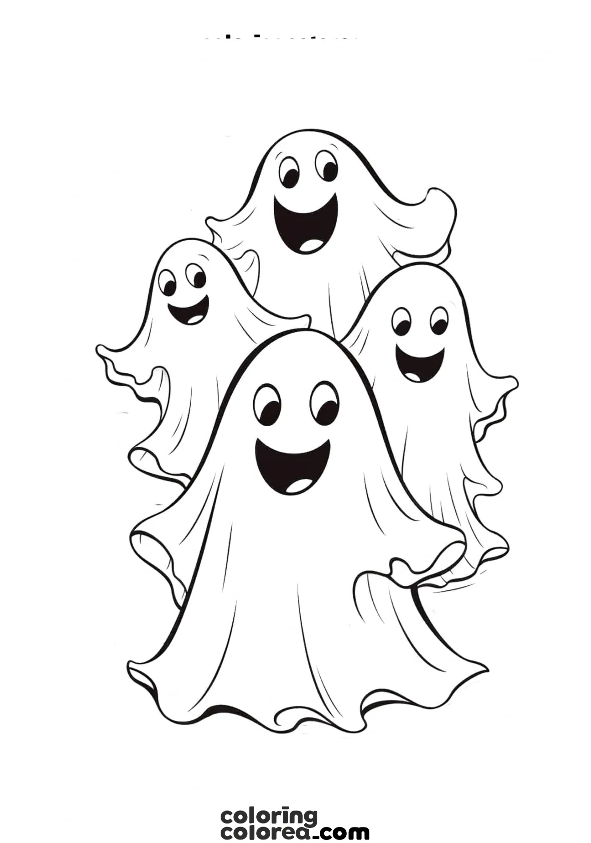 Grupo de fantasmas divertidos y contentos para colorear gratis