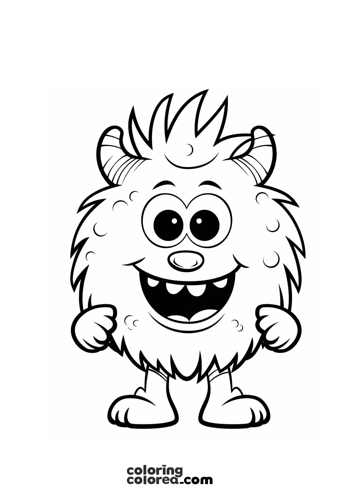 Dibujo para colorear de un pequeño monstruo sonriente