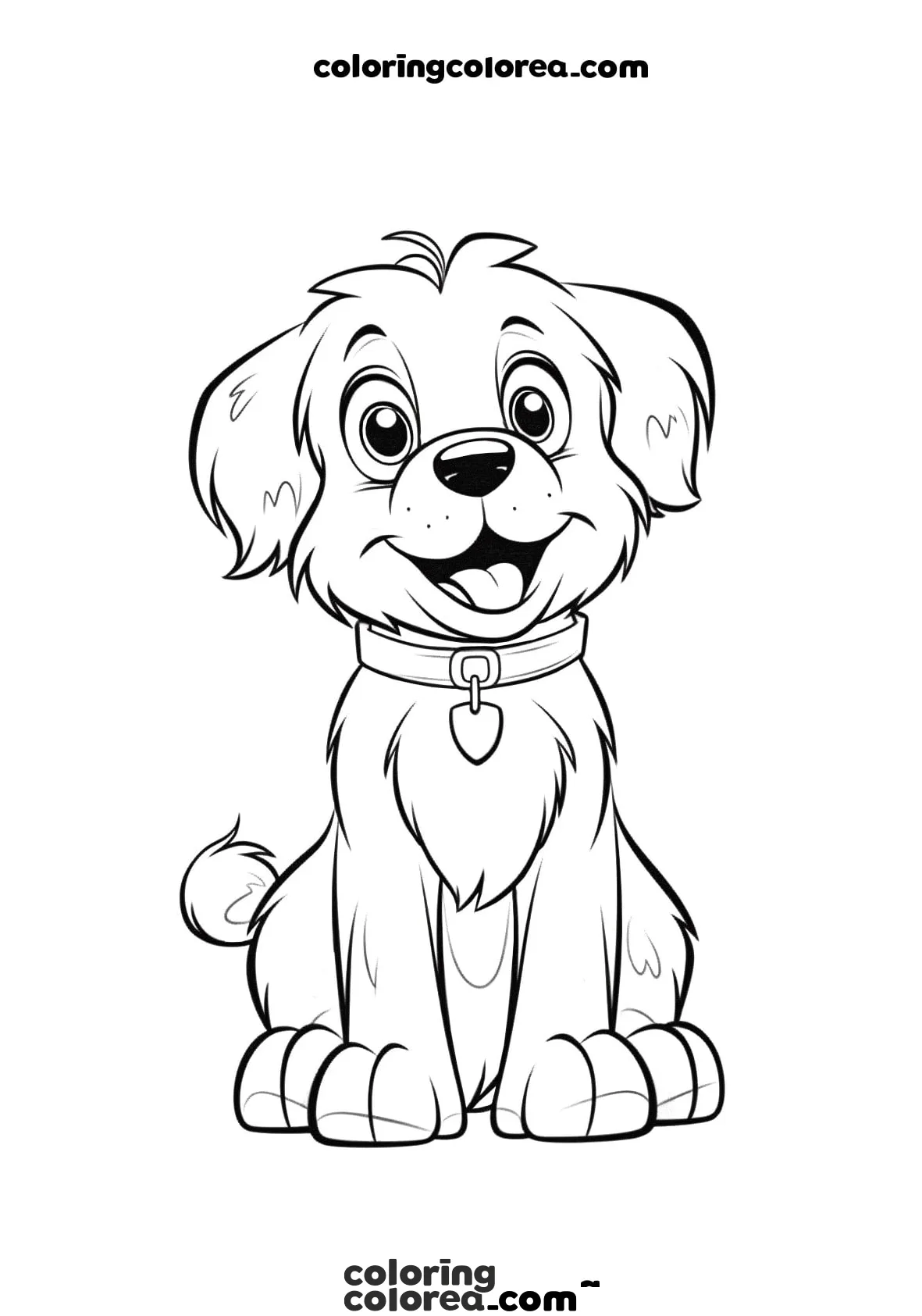 Colorea este simpático cachorro de perro