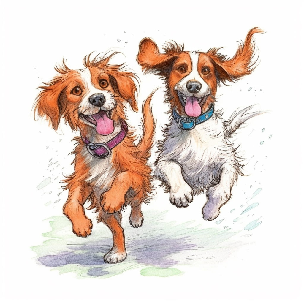 Dibujo de dos perros corriendo