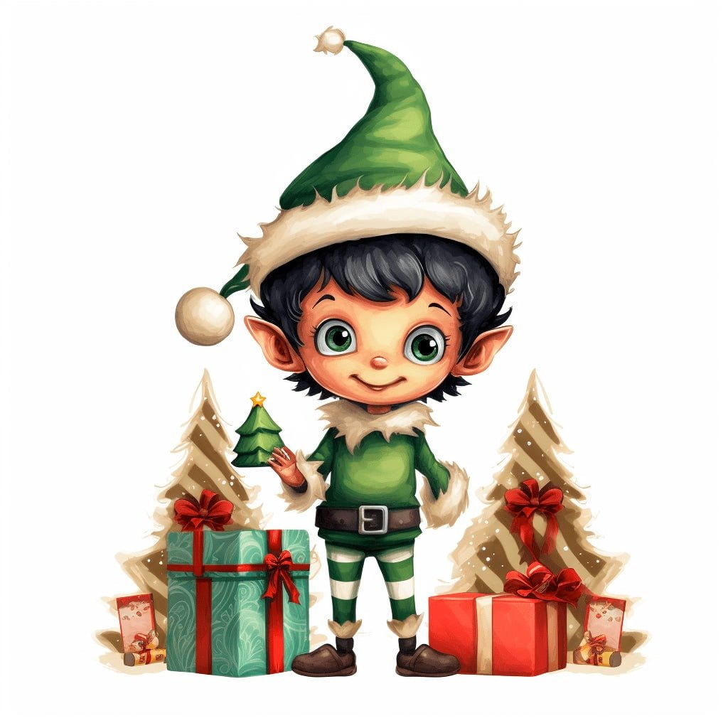Dibujo de un elfo ayudante de Papá Noel