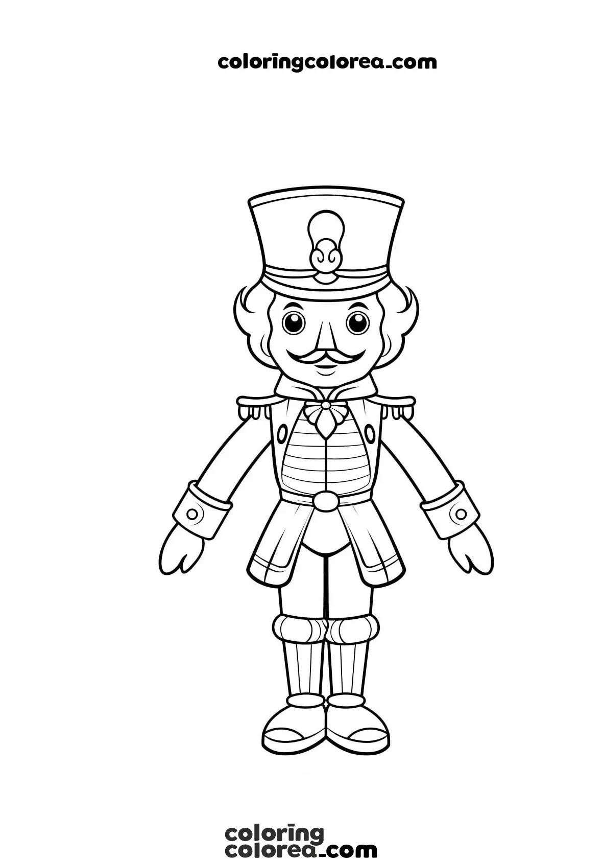 Dibujo para colorear de soldadito de plomo del ballet de Navidad El Casanueces