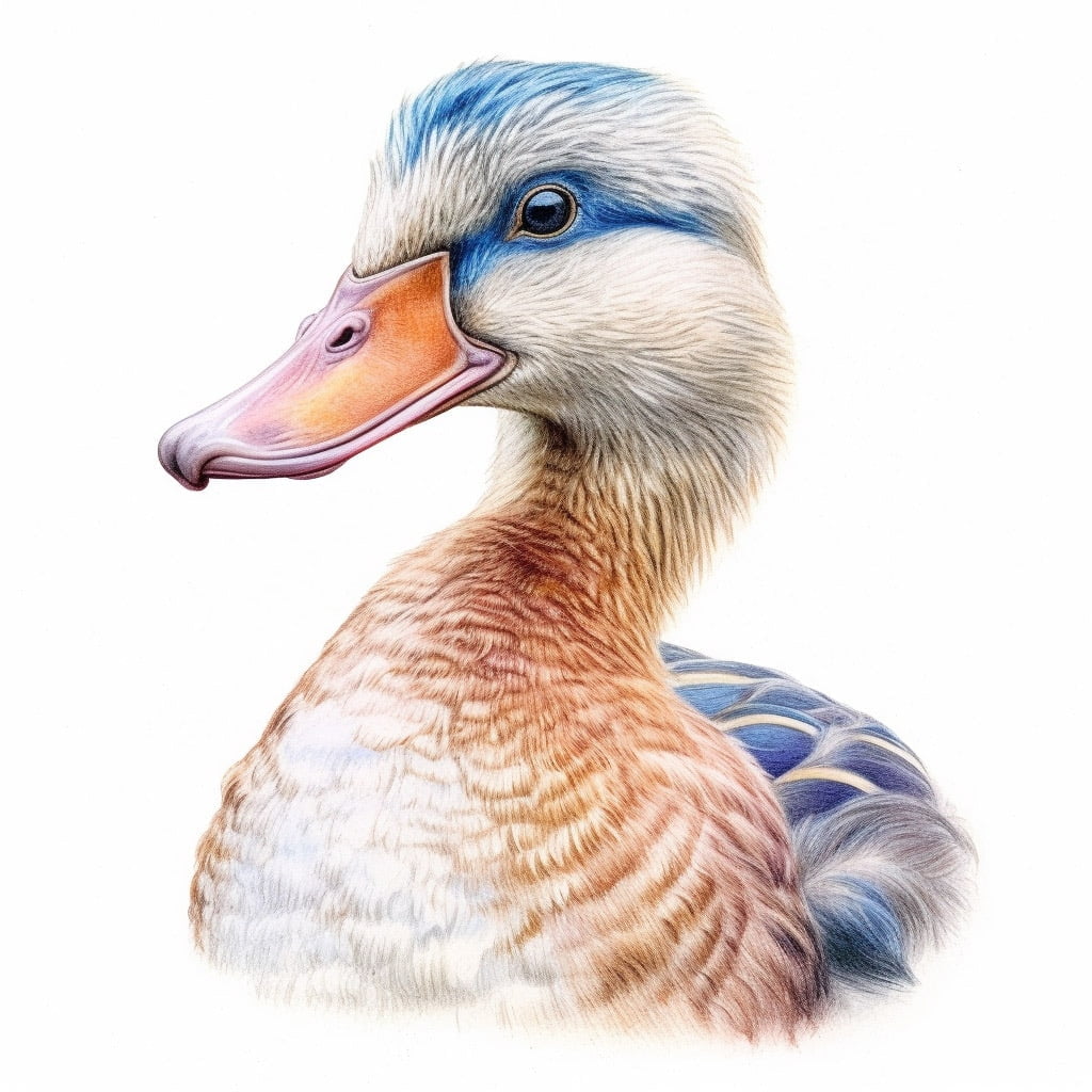 Ilustración realista de un pato con su precioso plumaje
