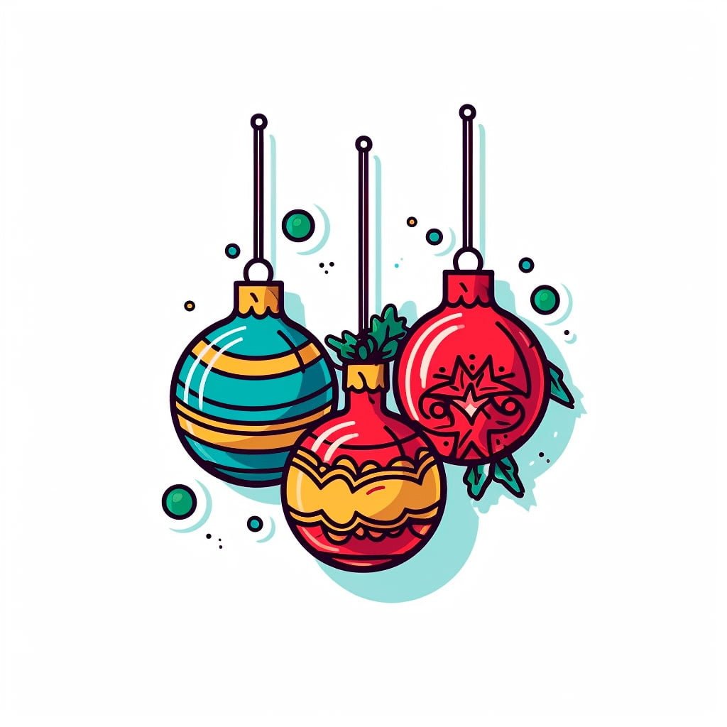 Ilustración icónica de bolas de Navidad