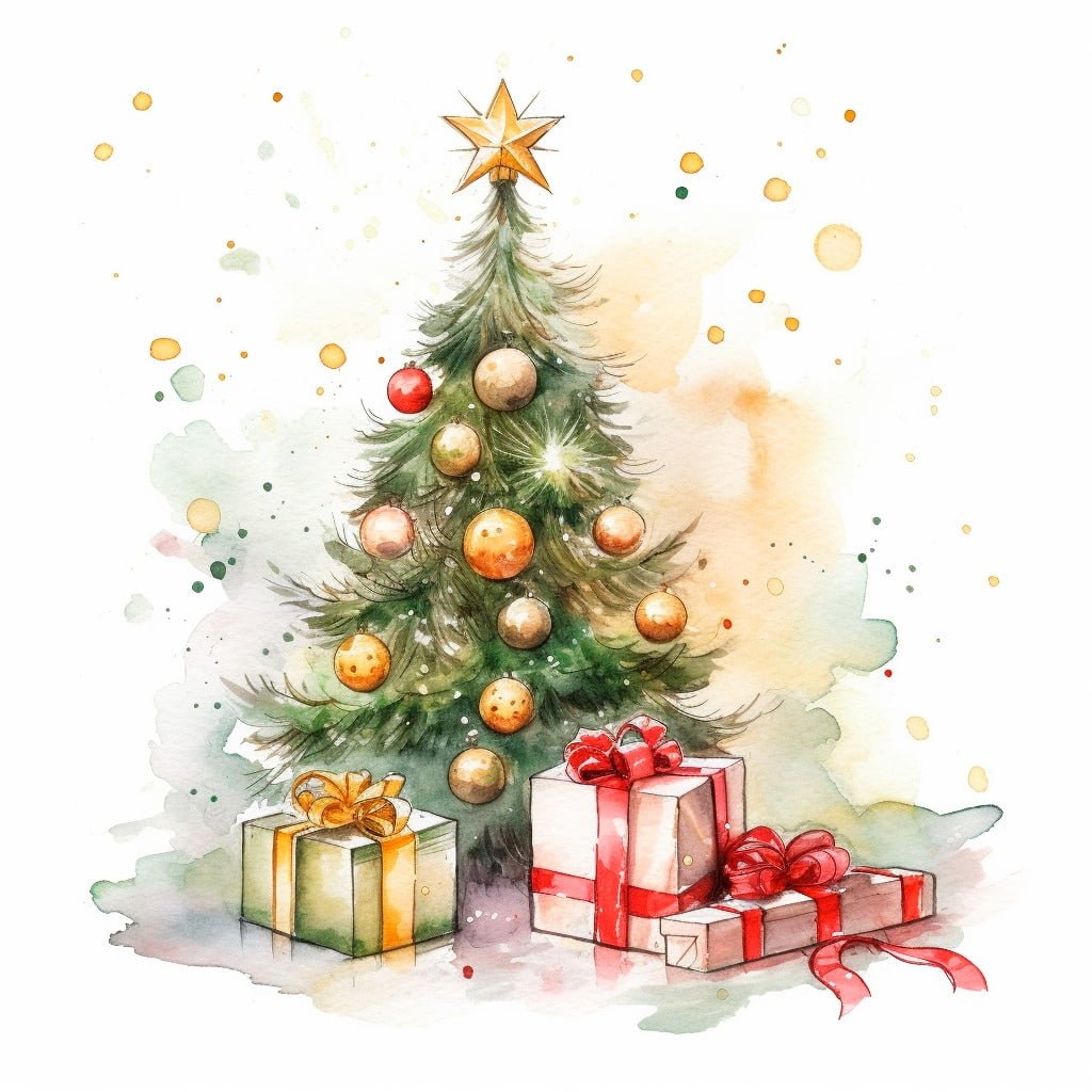 Árbol de Navidad decorado con regalos