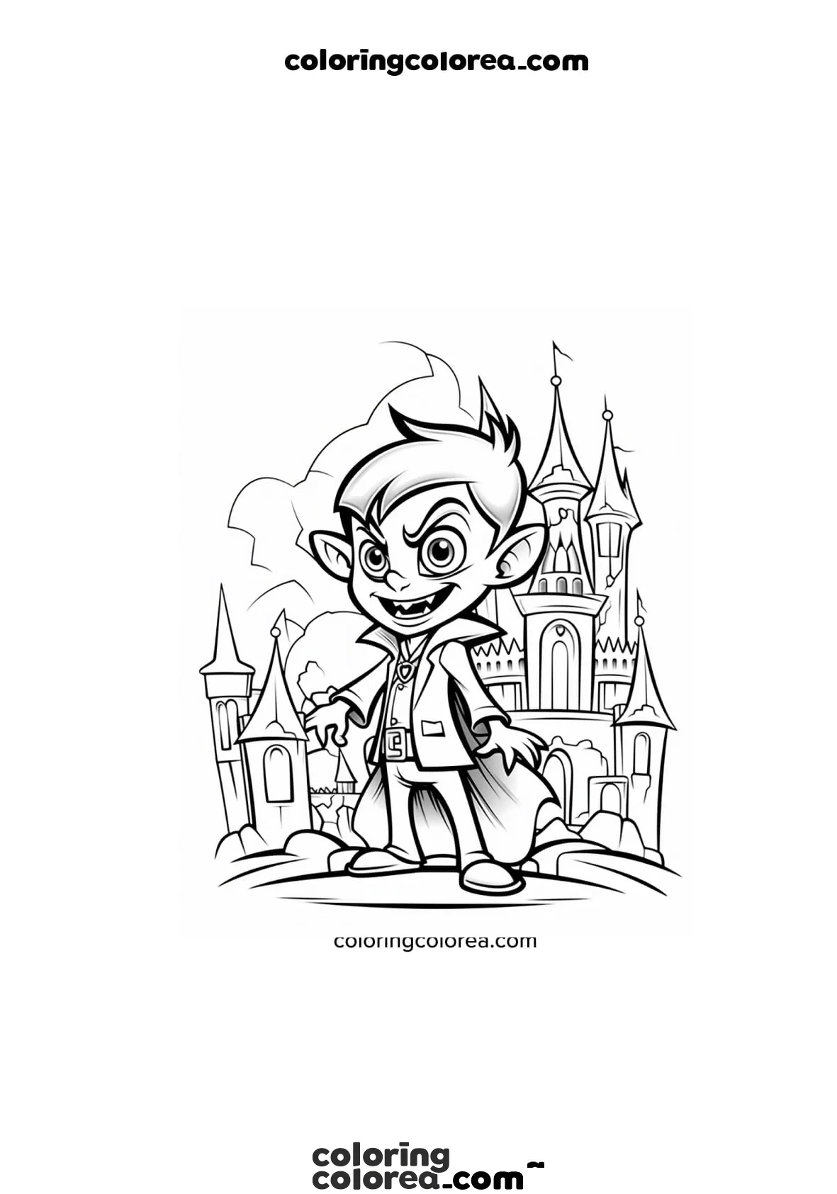 Dibujos para colorear de niño disfrazado de vampiro - Drácula