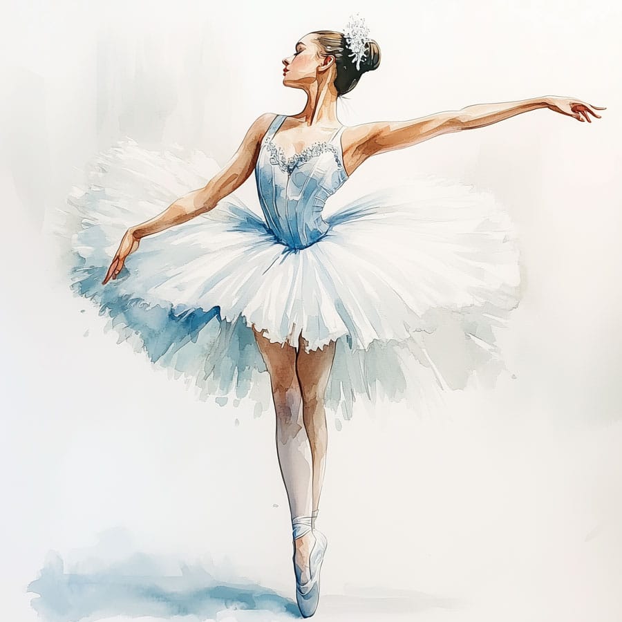 Ilustración realista de una bailarina de ballet clásico