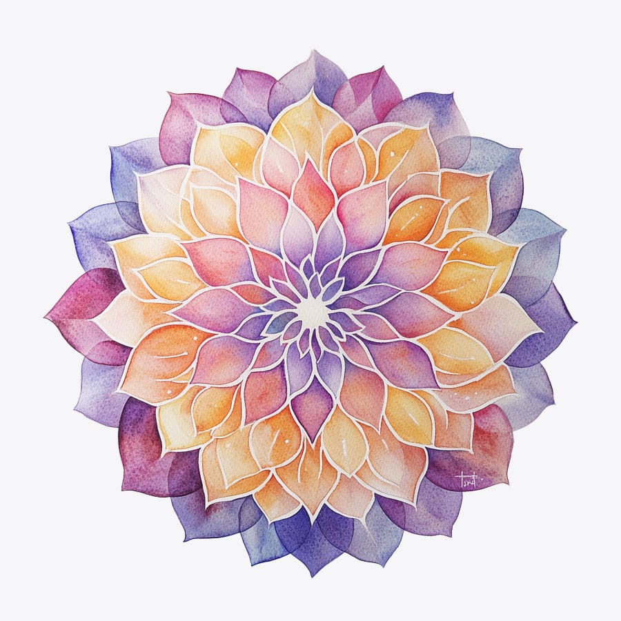Mandala de tipo floral en tonos pasteles