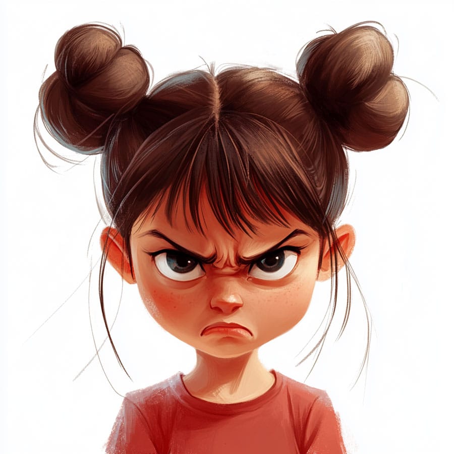 Dibujo de una niña visiblemente enfadada