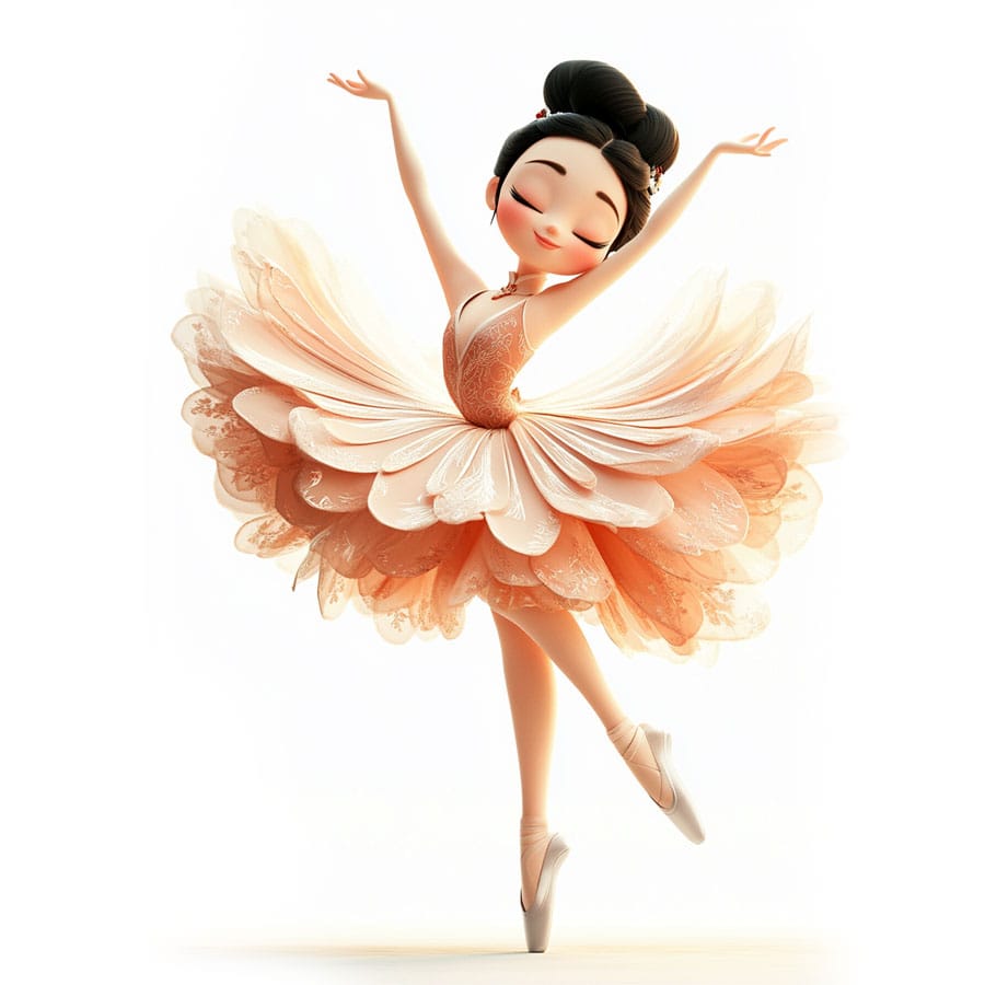 Dibujo de una bailarina de ballet asiática