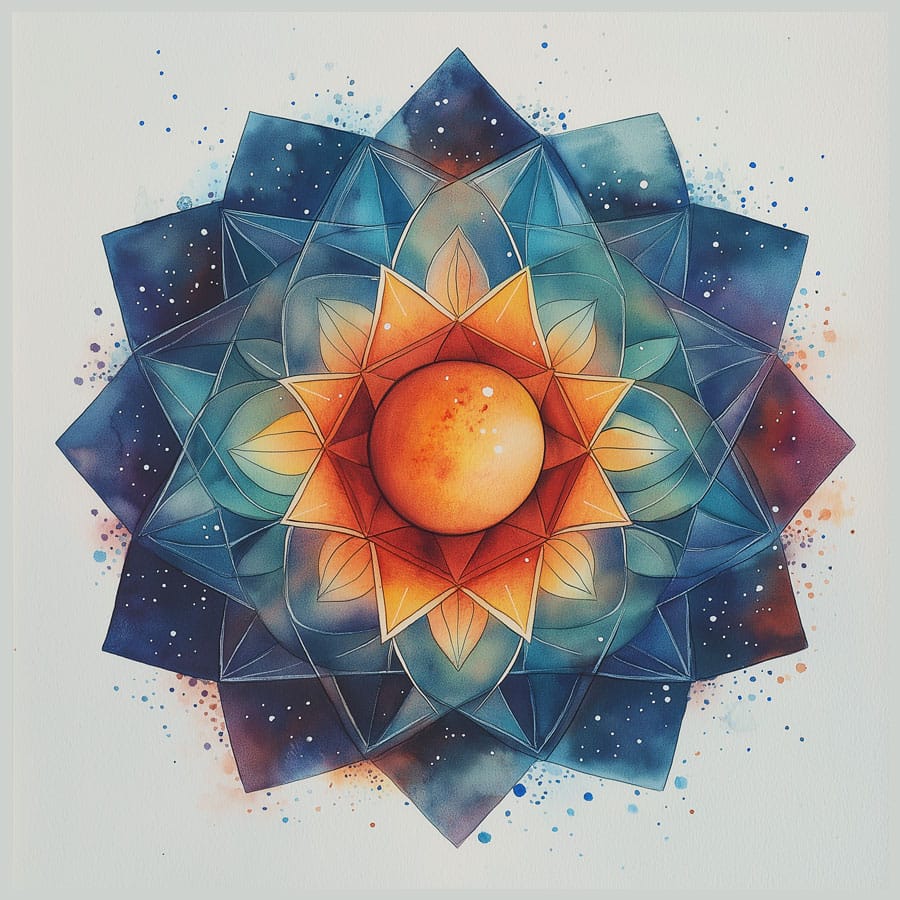 Mandala de inspiración cósmica tipo floral