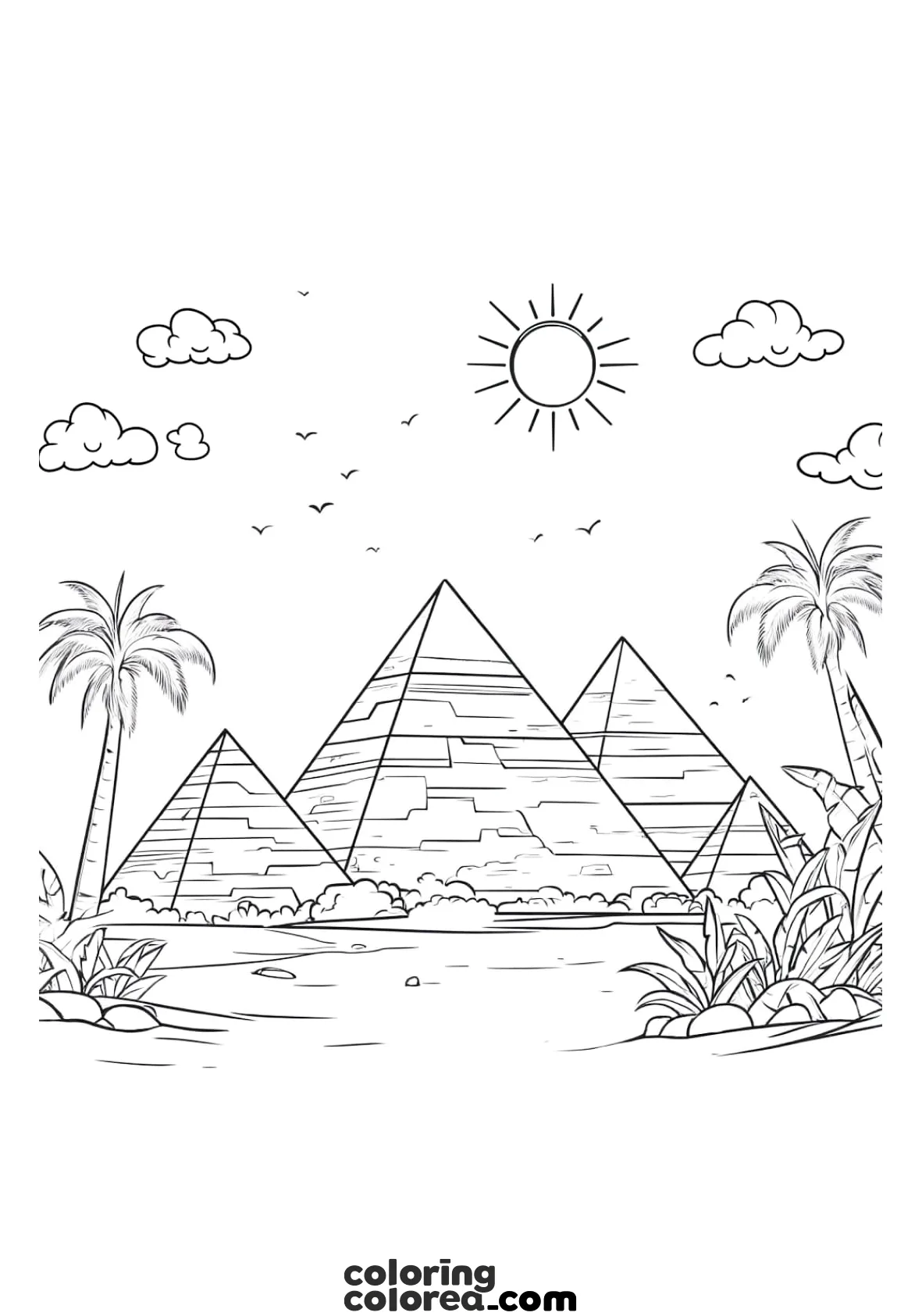 Dibujo para colorear de las pirámides de Egipto