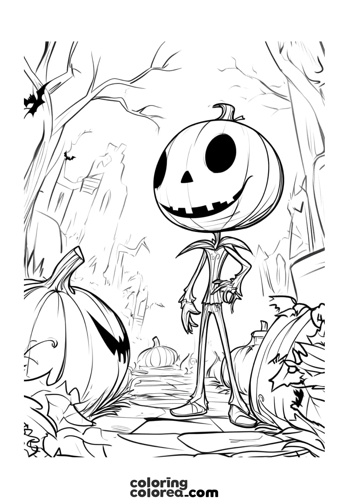 Espeluznante dibujo para colorear gratis de Halloween