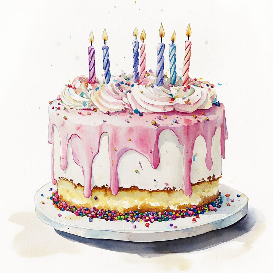 Ilustración de una trata de cumpleaños con glaseado
