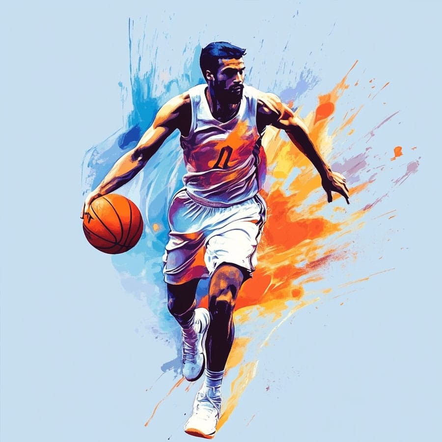 Imagen de un hombre jugando al baloncesto