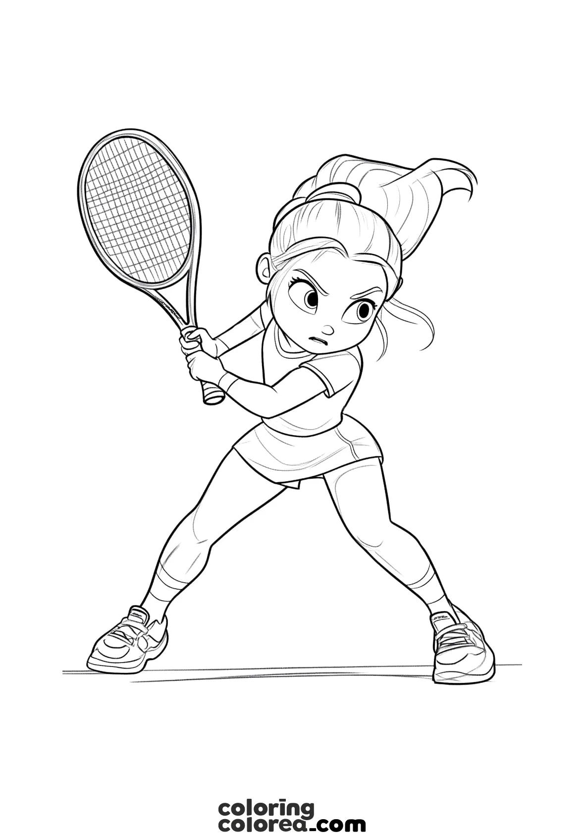 Dibujo para colorear de una jugadora de tenis