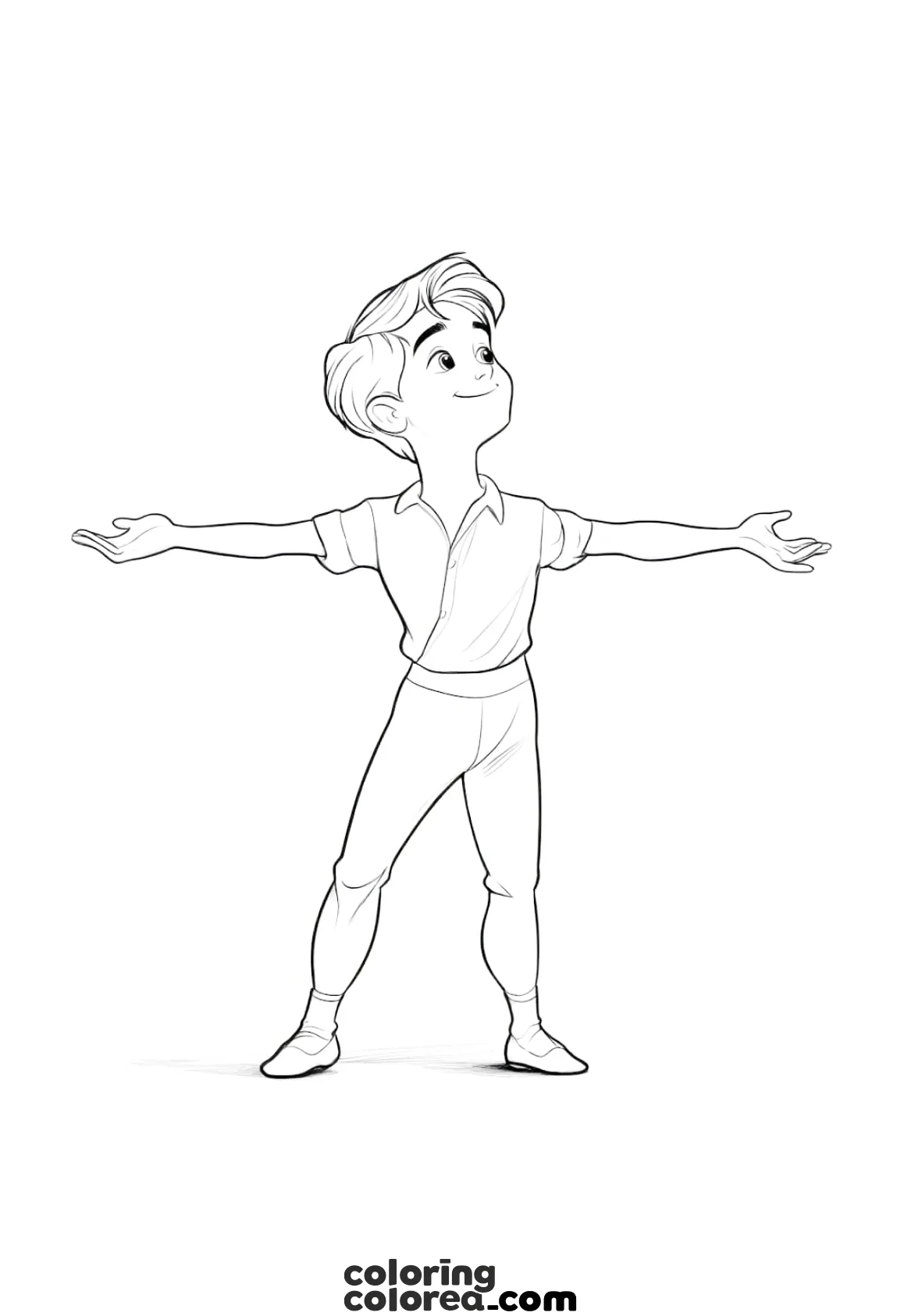 Dibujo para colorear de un bailarín de ballet clásico