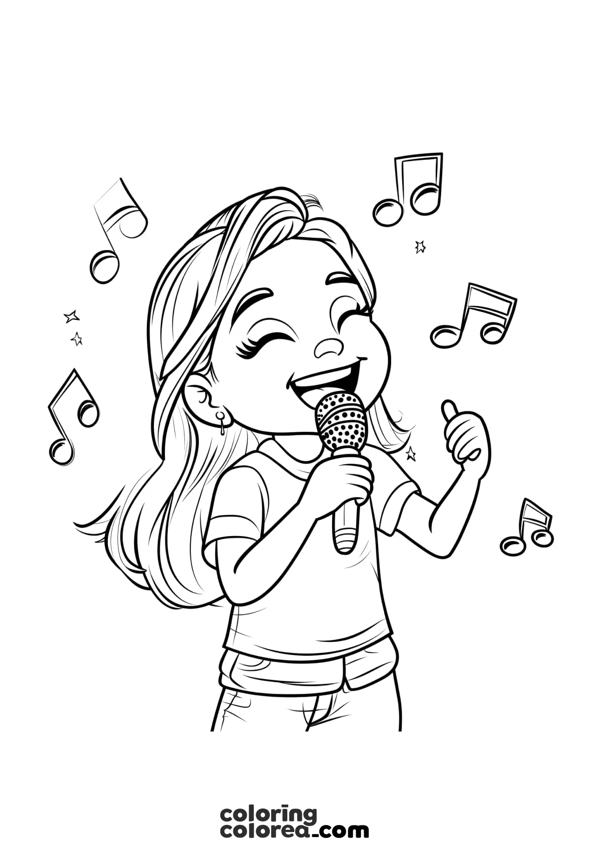 Dibujo para colorear. De mayor quiero ser cantante