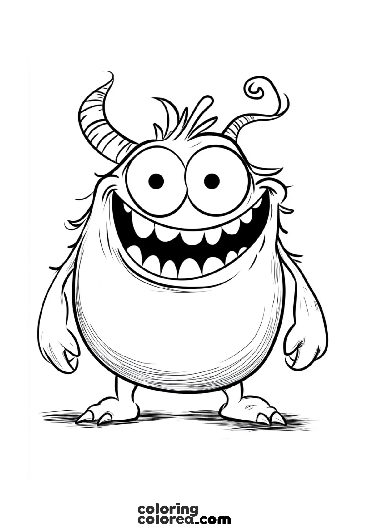 Dibujo para colorear de un simpático monstruo