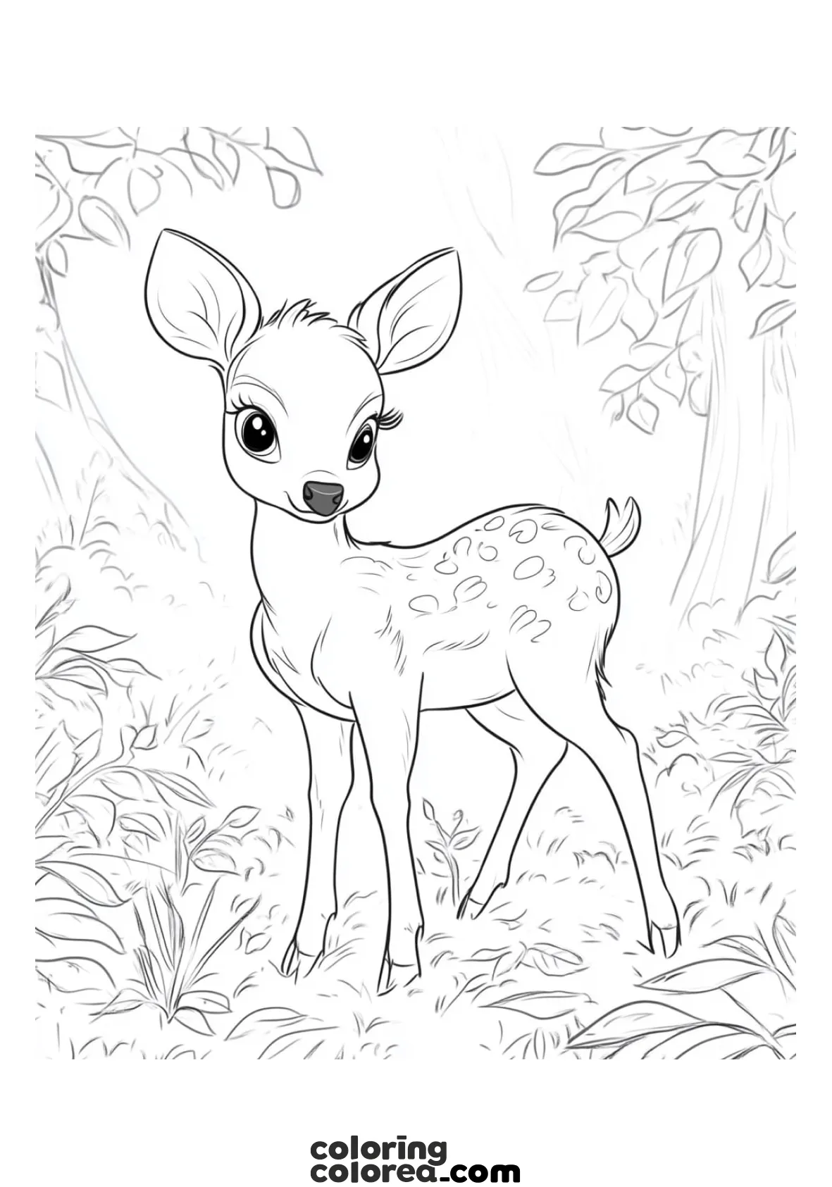 Dibujo para colorear de un cervatillo como Bambi