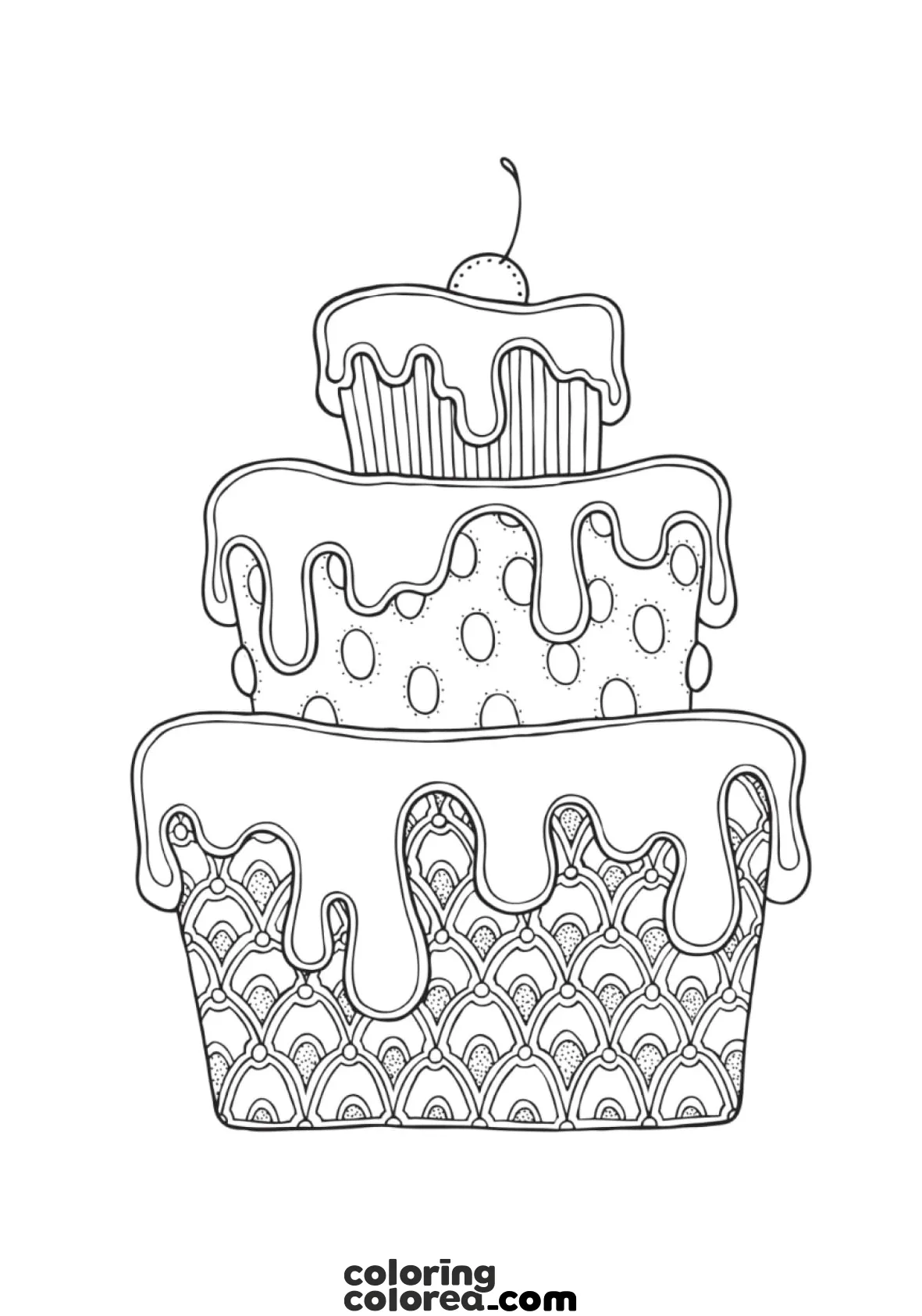 Dibujo para colorear de una deliciosa tarta