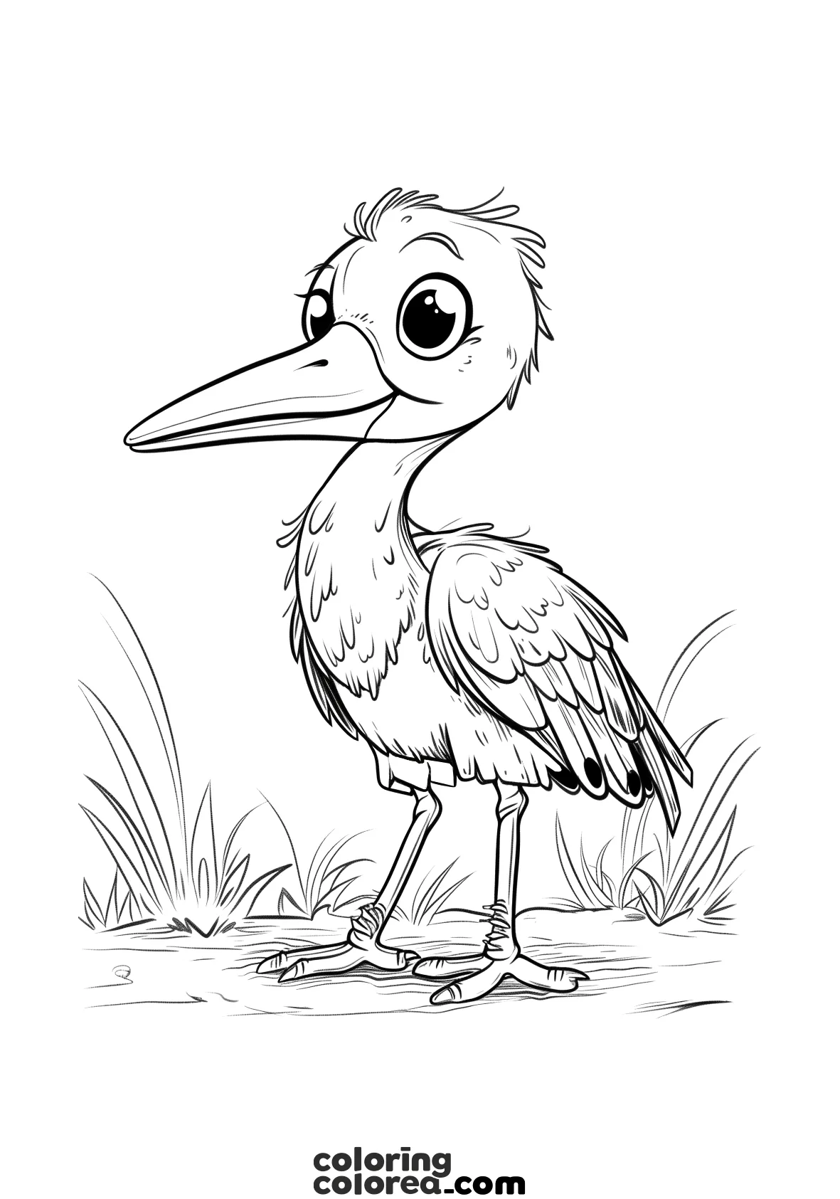 Dibujo para colorear de una cigüeña